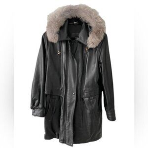 The Olde Hide House Leather Jacket with Removable Fur Trim Hood